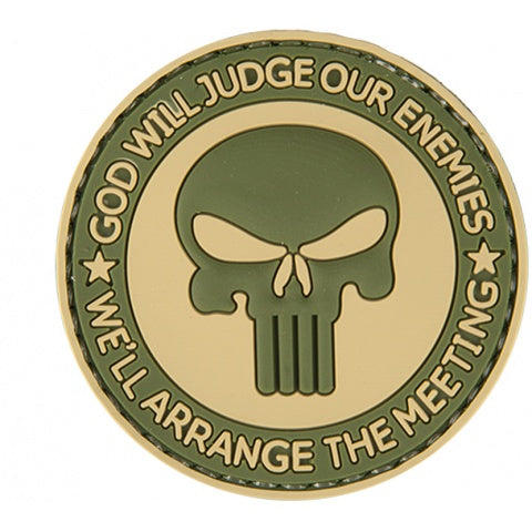 "God Will Judge Our Enemies" PVC Patch, Tan/Black